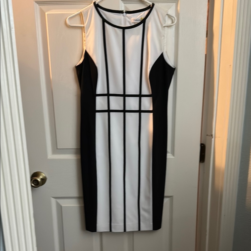 Elegant Black and White Sleeveless Dress